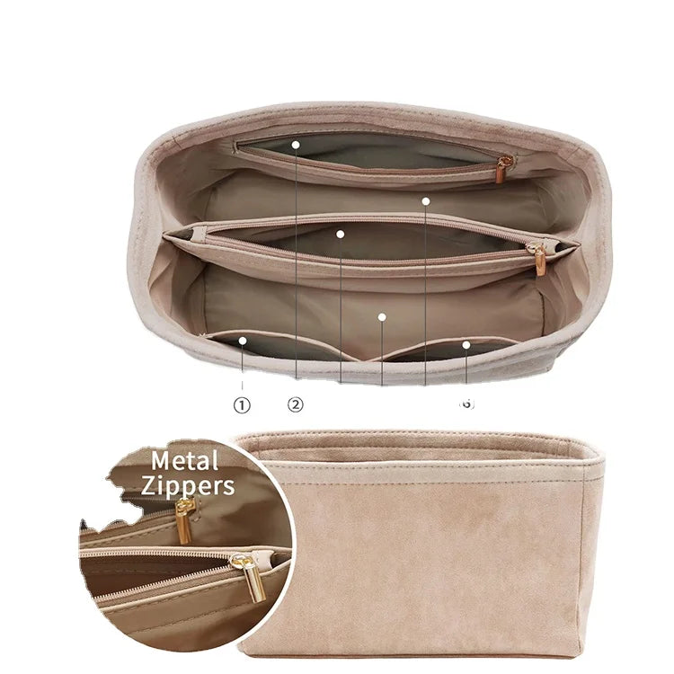 2025 New Velvet Tote Luxury Accessories Makeup Purse Handbag Organizer Insert Bag Organizer
