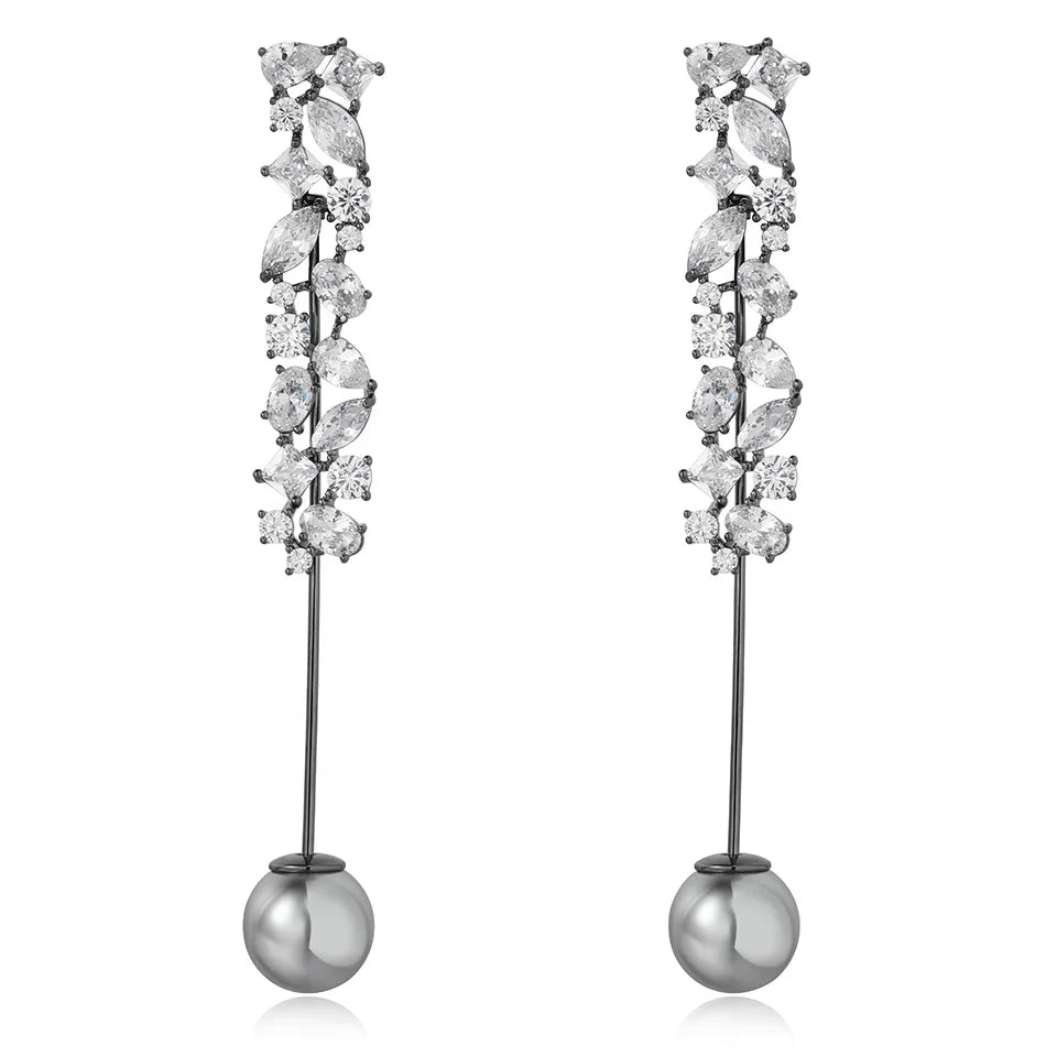 2025 New Light Luxury Long Zircon Wheat Ears Large Pearl Brooch Pins Women & Children's Jewelry Wedding Party Gifts Customized
