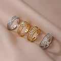 RM1299 Chic Silver Gold Plated Micro Pave CZ Star Triple Statement Open Rings
