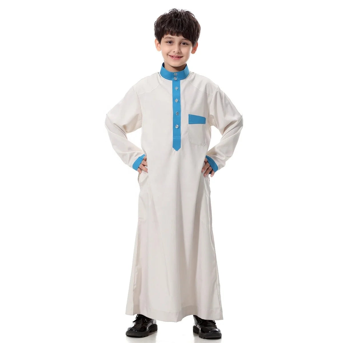 Muslim Teenager Abaya Robe Big Boy Premium Summer Dress Embroidery Saudi Style Men Robes C0055