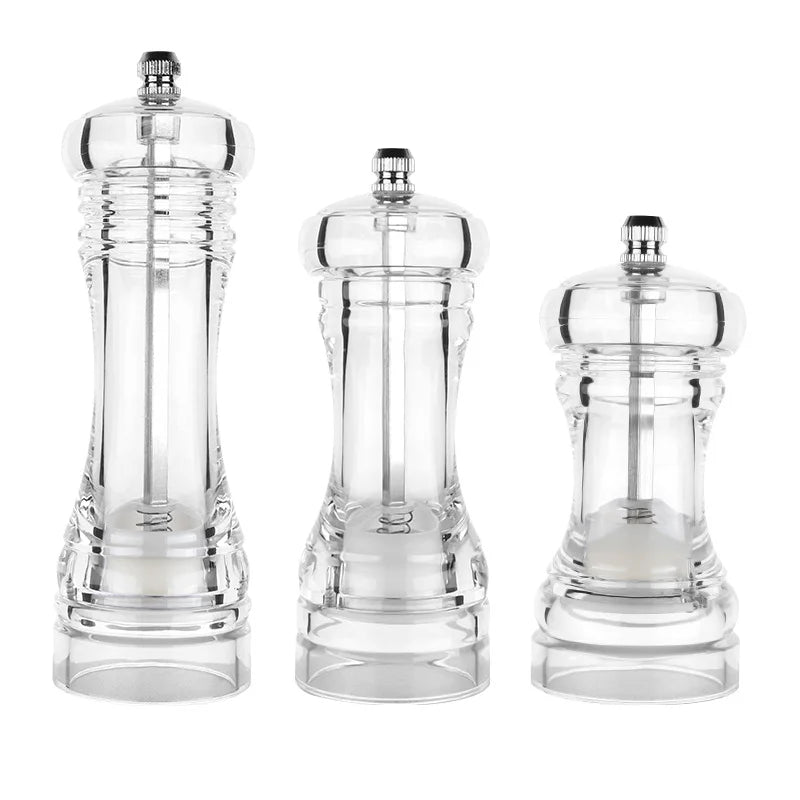 Popular Transparent Manual Pepper Grinder with Ceramic Core Acrylic and Plastic Food Mills for Salt and Pepper