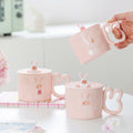 Cute Rabbit Ceramic Cup with Cover Mug Female Design Carrot Coffee Cup Breakfast Cup Office