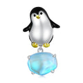 Wholesale 925 Sterling Silver Enamel Penguin Beads Blue Crystal Charms for Women Bracelet Bangle Necklace Pendant Jewelry BSC736