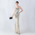 S-2XL Sling Mermaid Skirt Wholesale Sequined Evening Dress Custom logo Double Layer Evening Dress Factory Directly