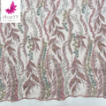 3D Floral African Tulle Lace Embroidery Fabric Mesh Net With Beading  HY1447-8