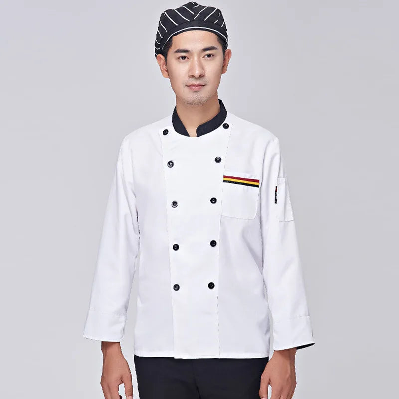 Wholesale Custom Chef's Long Sleeve Work Clothes Catering Restaurant Cafeteria bar Hotel Kitchen Chefs Uniform Working Jackets