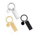 Engraved Name Date Blank Strip Bar Keychain Metal Stainless Steel for Personalized Custom Word DIY Keyring Jewelry Birthday Gift