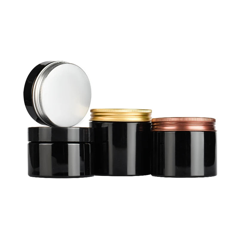 Premium Quality 100ml 120ml Amber Black Plastic Cream Jar with Secure Screw Top Cap for Cosmetic Eye Cream and Loose Powder