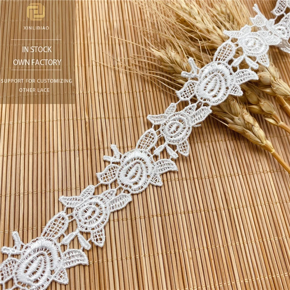 Water Soluble Floral Lace Accessories Wedding Tiara Wave Heart Design Polyester Silk for Shoes Bags Bar Code Spot Lace MegaBDM