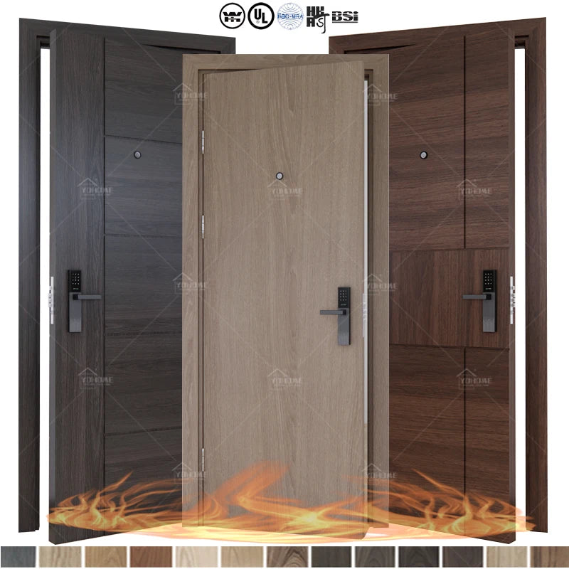 China Source Factory 20 30 60 90 Mins High-rise Residential Fire Proof Wood Doors Fire Rated Apartment Door Interior Timber Door