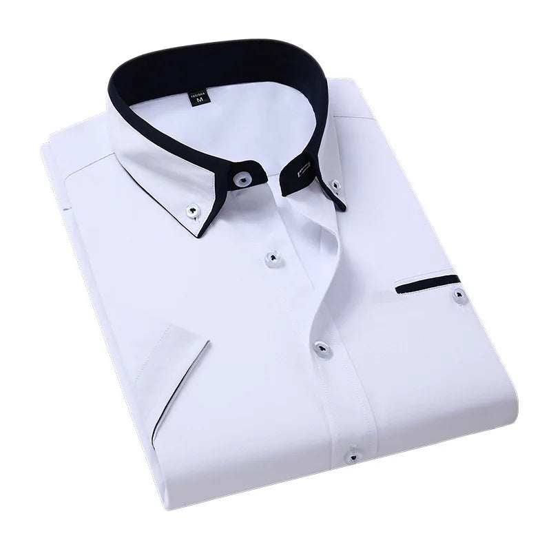 Wholesale Business Office WearCasual Men Solid Color Short-Sleeved Shirt Custom Men's Formal Dress Shirt