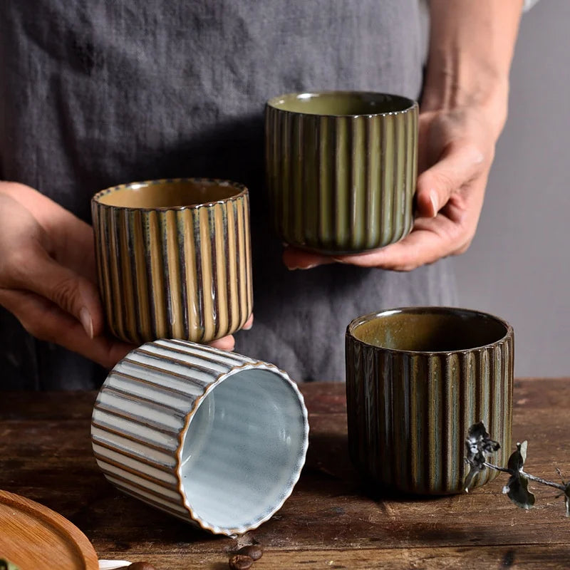 Handmade Rustic Japanese Turkish Stoneware Water Cups Coffee Mug Without Handle
