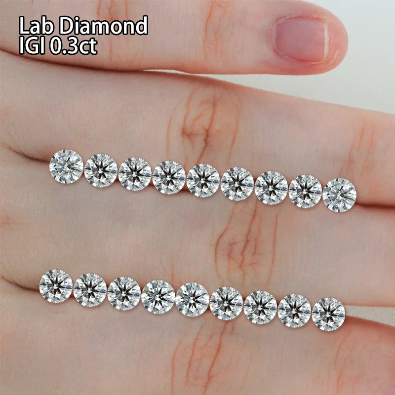 Starsgem 0.3CT DEF VS VVS International IGI Beautiful HPHT Round Brilliant Cut Lab Grown Diamonds High Quality Jewelry Making