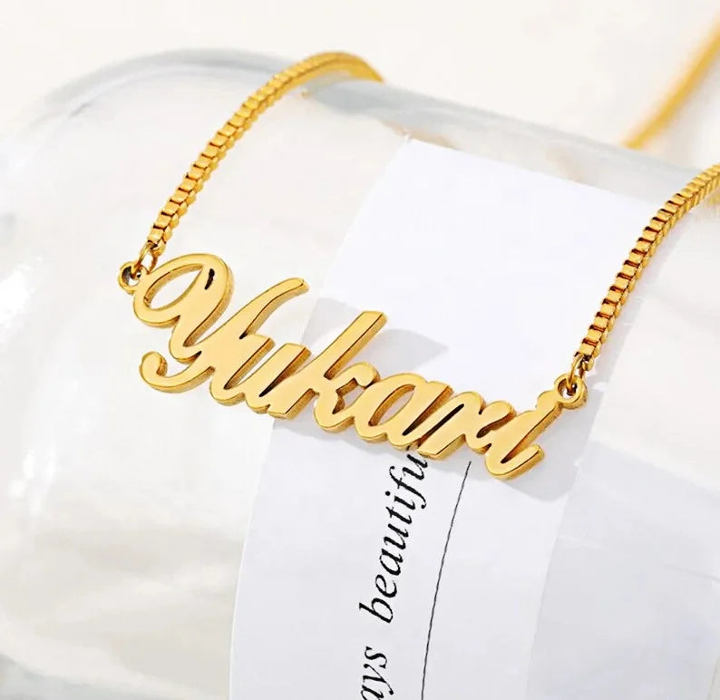 18K Gold PVD Stainless Steel Custom Logo Engrave Initial Name Pendant Necklace Cutting Letter Number Charm Pendants Jewelry