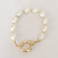 100% Nature Freshwater Pearl Bracelet7.3-8.3 mm Rice Pearl Bracelet Stainless Steel Sailor Clasp18k Gold Platinggood Quality