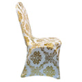 Removable Washable Bronzing Gold Dmask Wedding Spandex Chair Cover