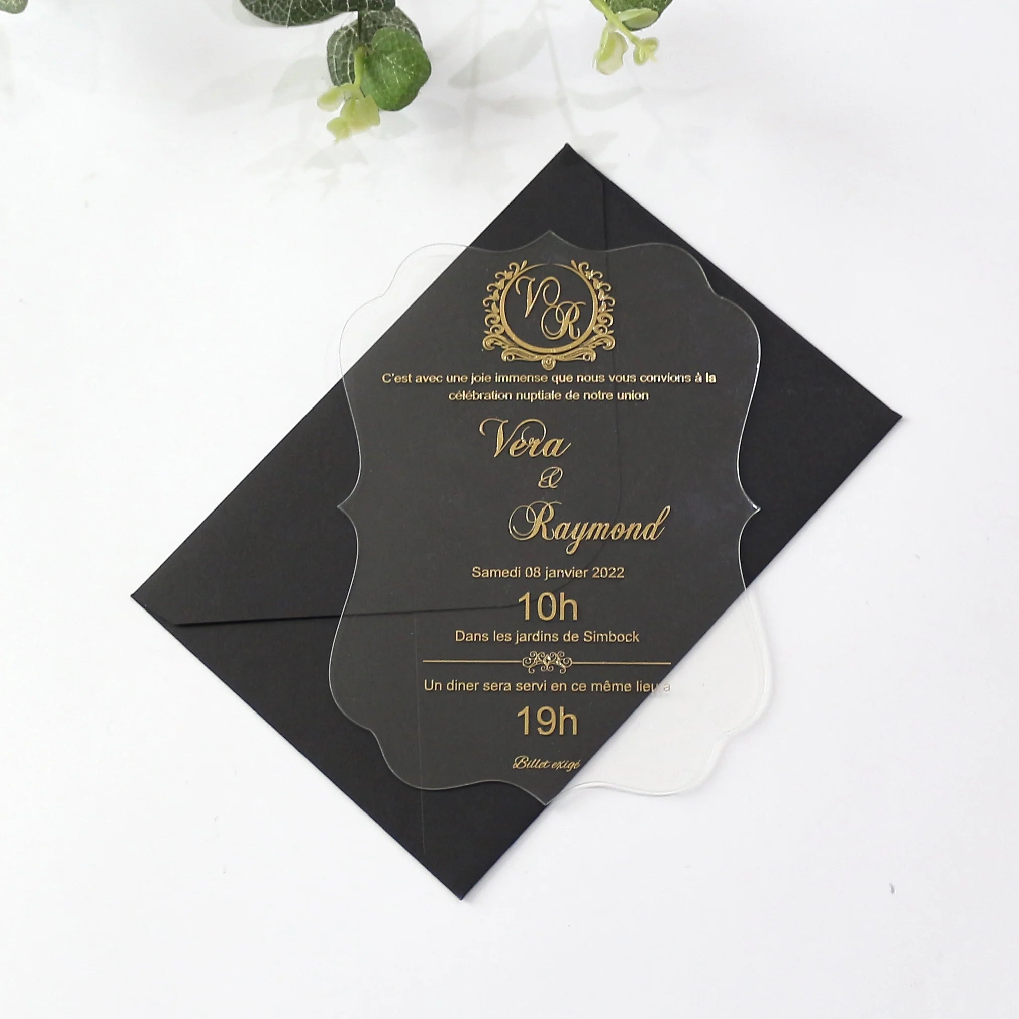 Paper Envelopes Transparent Acrylic Invitation Cards Custom Shape Acrylic Wedding Cards With Hot Stamping