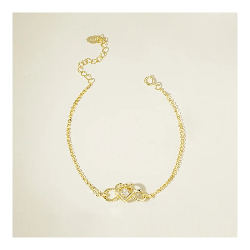 Free Design S925 Sterling Silver Bracelet 4A Zirconium Diamond-set Jewelry Adjustable Hollow Heart