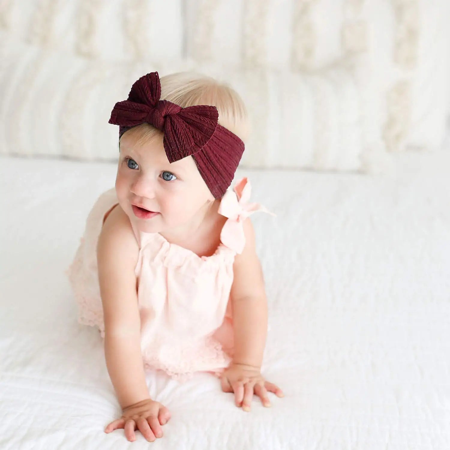 Handmade Baby Headbands Stretchy Nylon Headband with Bows for Newborn Infant Baby Toddler Girls