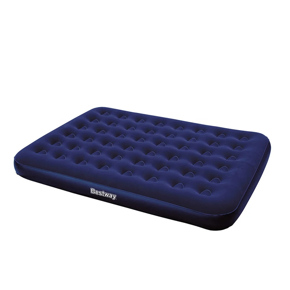 Bestway 67003 Inflatable Flocked Air Mattress Queen Size Travel Camping Air Bed