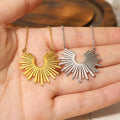 INS New Simple Fashion Stainless Steel Sun Necklace 18k Gold Silver Plated Sunshine Pendant Jewelry Women Necklaces