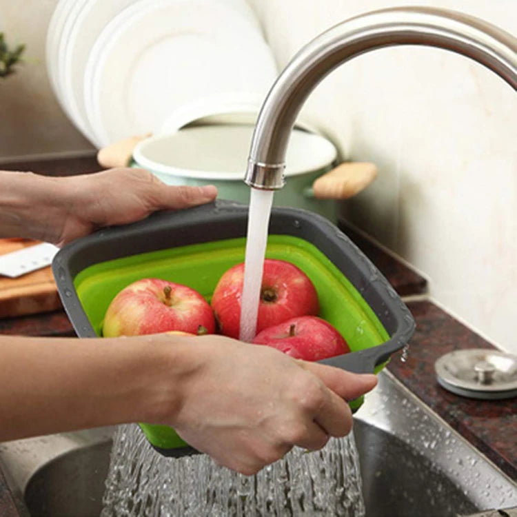 Square Plastic Kitchen Sink Basket with Strainer Colander for Convenient Food Waste Management