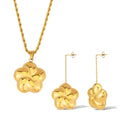 Summer Jewelry New Design 18k Gold Plated Stainless Steel Dainty Flower Charm Necklace Earring Jewelry Set