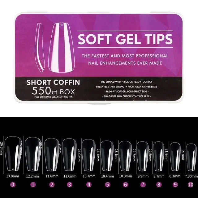 550pcs Soft Gel Full Cover ABS Nail Extensions Soak off Gelly Tips False Press on Nail Designs for Finger Application