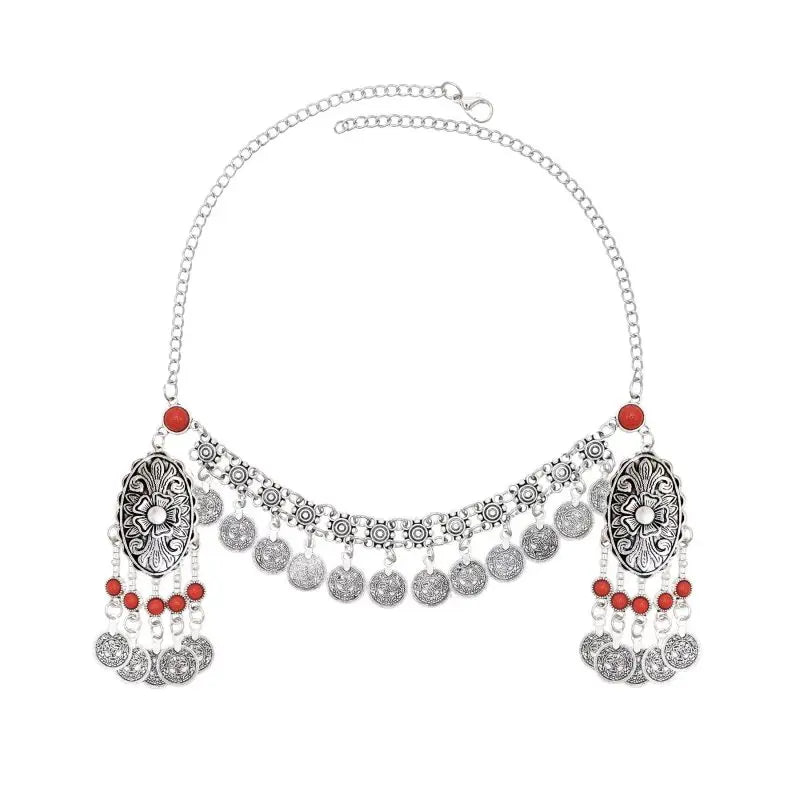 Vintage Kazakh Ethnic Headband for Women Long Coin Tassel Chains Hair Jewelry Feminina Headpiece