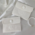 Custom Beige Velvet Jewelry Packing Velvet Cover Bag Double Velvet Jewelry Bag Envelope Pouch Button Pouch