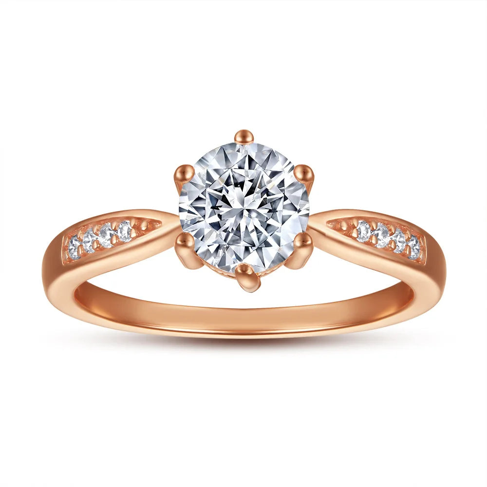 Somen Rose Gold 925 Sterling Silver Zircon Engagement Ring Women Wedding Bands