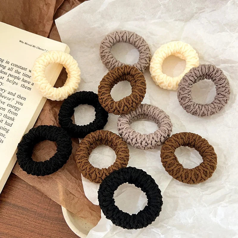 Custom logo 4.5cm 100pcs Micro Towel No Damage Wide Elastic Hair Ring Big Seamless Nylon Soft Hair Ties for Girls Thick Hair