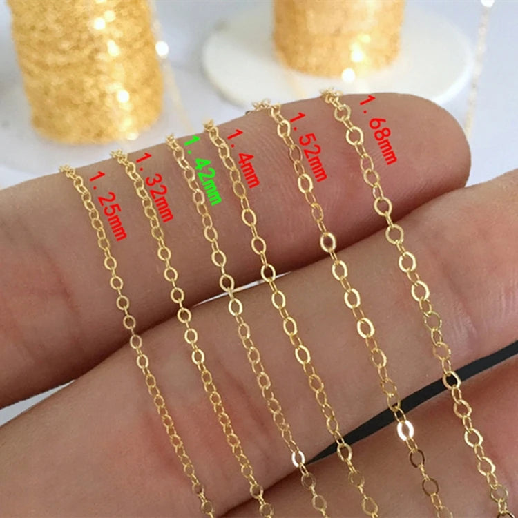 Etsy Hot Sale Permanent Jewelry Flat Cable Chains for Women DIY Making Genuine Gold Filled Chain