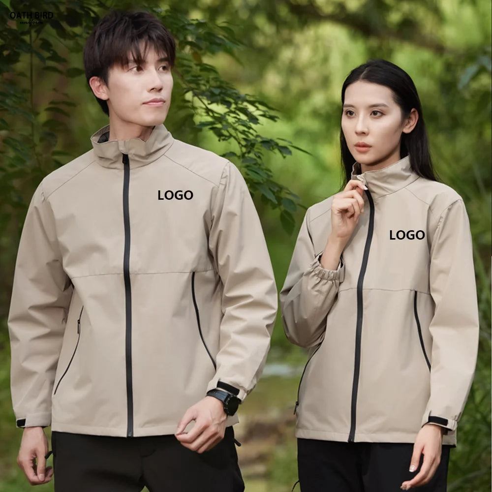 Custom Company Logo Windproof Hiking Coat Stand Hooded Outdoor Waterproof Eco-Friendly Unisex Jacket Softshell Men Winter