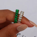 Hotsale 18k Gold Plated Rainbow Cubic Zirconia Oval Round Cz Finger Ring for Women