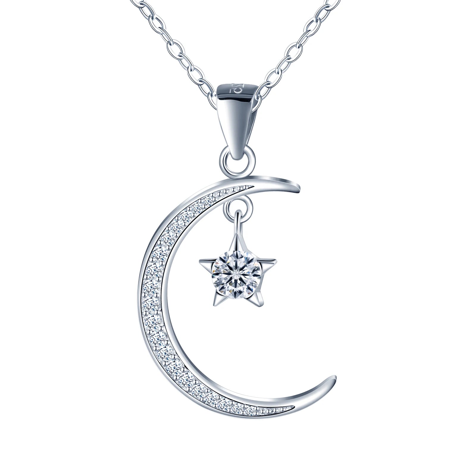 Factory Wholesale Women's 925 Sterling Silver Rhodium/Platinum Plated GRA Certified Moissanite Brilliant Cut VVS Stones Necklace