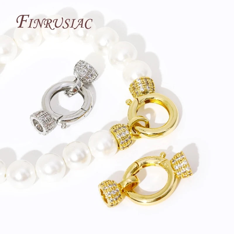 18K Gold Plated Brass Locks with Zircon Clasps Jewelry Connector & DIY Accessories for Bracelets Necklaces Findings & Components