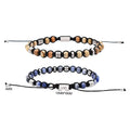 Fashion Natural Stone Blue Sodalite Bead Bracelet for Men Black Nylon Cord Adjustable Stainless Steel Personalized Jewelry Gift