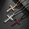 Exquisite Cross Pendant Necklace Shining Zircon Inlay Religious Christian for Men Women Stainless Steel Amulet Accessory Lucky