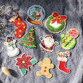 Embroidered Fabric Label Merry Christmas Embroidery Patches Custom Sequin Snowman Iron on Washable for Festival Clothes and Bags
