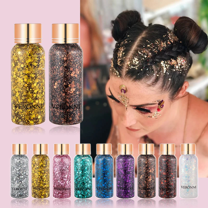 Wholesale 9 Color Eye Chunky Glitter Gel Sequins Cream for Nail Hair Body for Face Makeup