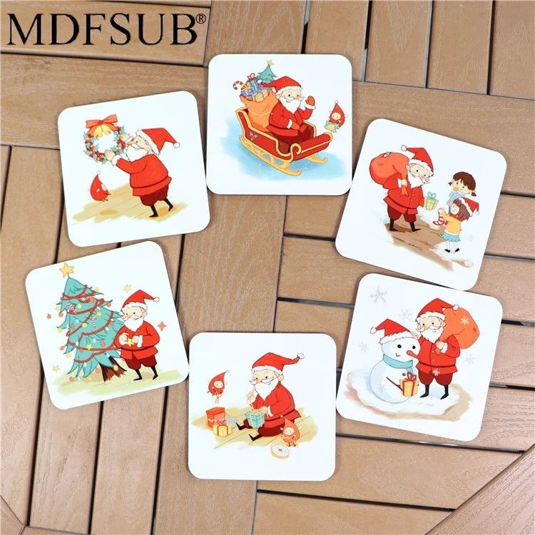 MDFSUB High Quality Modern 100x100mm 4mm Thick Eco-Friendly Wooden Sublimation Coasters with Cork Back Blank Custom