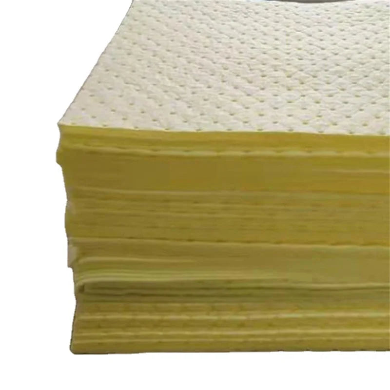 Oilspillpro CHA-P0200 15x19 Yellow Dimpled Tearable Hazmat Absorbent Mat Industrial Chemical Absorbent Pads