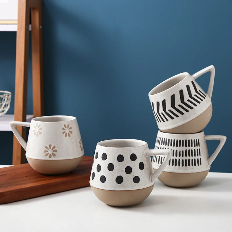 Factory Hot Selling Household Creative Handmade Custom logo Round Large Capacity Tea Coffee Mug Ceramic