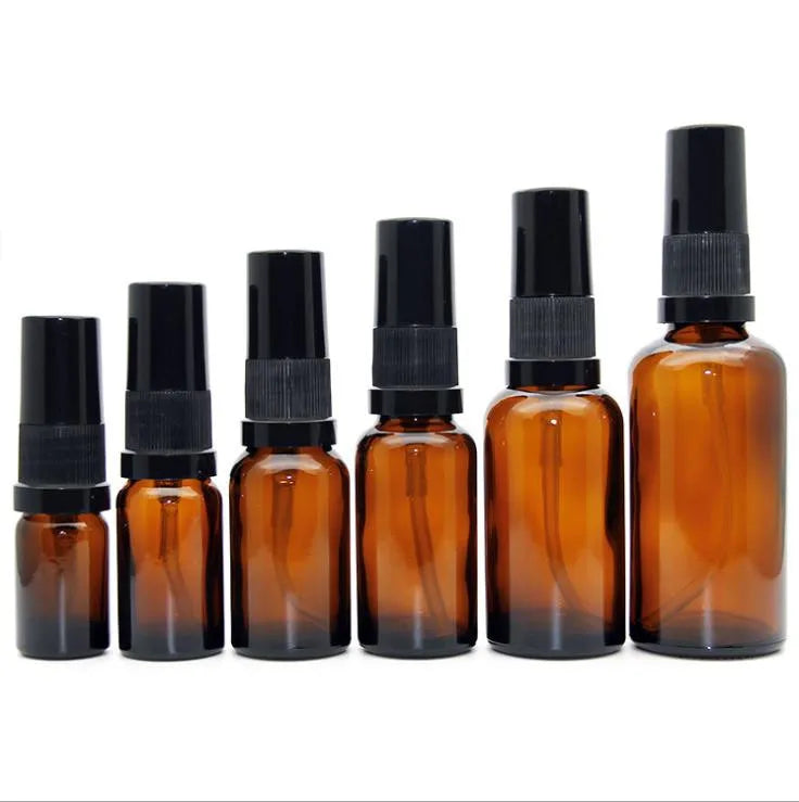In Stock 1/2 oz  15ml  Amber Empty Cosmetic Glass Pump Spray Bottle Perfume/essential Oil Bottle