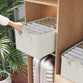 Foldable Steel Frame Storage Box Home Desktop Storage Basket with Bamboo Knots & PP for Clothing Wardrobe Toys Snacks