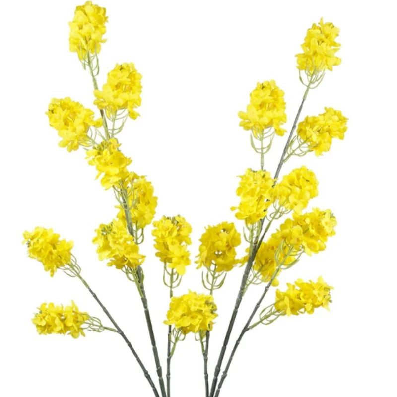 Artificial Yellow Flowers Spring Bulk Silk Rapeseed Flower Long Stem Faux Wildflowers Floral for Wedding Home Table Summer Decor