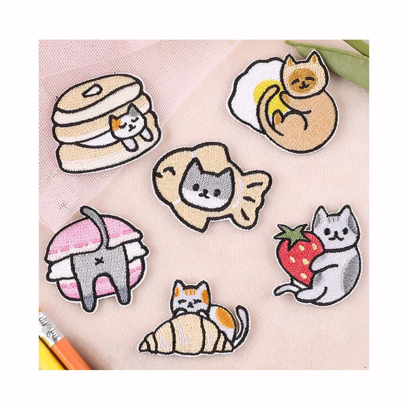Cartoon Stickers for Jacket Jeans Repair Pet Cats Patches  Diy Bag Shoes Hats Custom Embroidered Hot Self-adhesive Garment Patch
