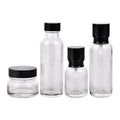 50ml Clear round Cosmetic Jars Fancy Empty Glass Skincare Cream Container with Screw Cap for Perfume Essential Oils Shampoo