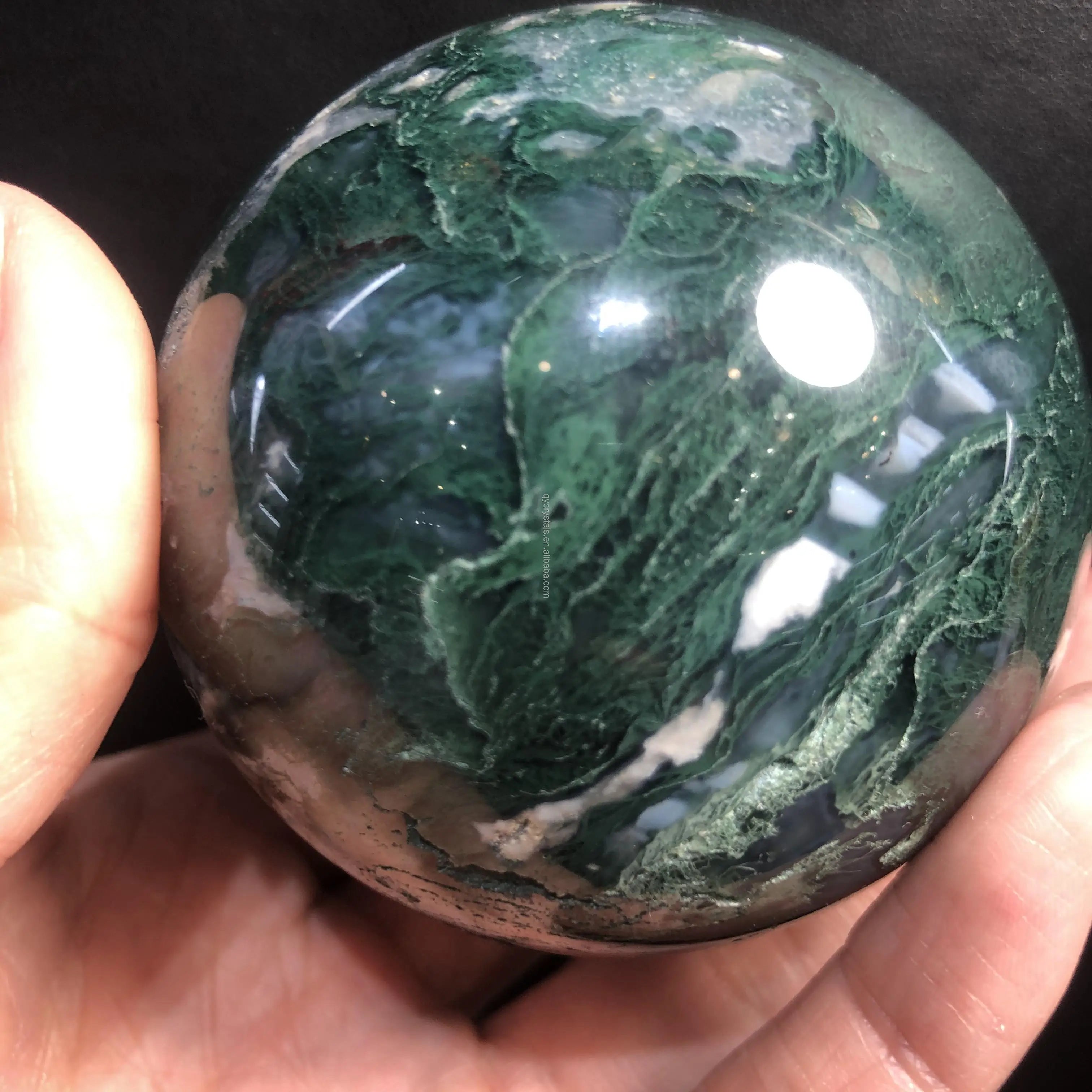 Wholesale High Quality Natural Polished Moss Agate Sphere Healing Crystal Ball Fengshui Gemstone for Home Decoration